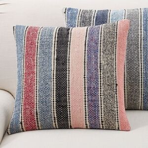 NWT Set of Pottery Barn Striped Coastal Accent Pillows. x2 Pink & Blue.
